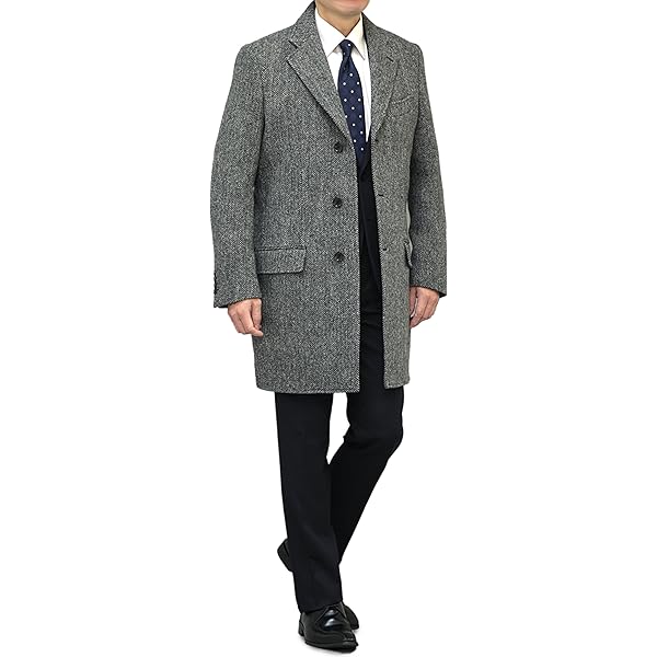 Amazon | [NEVEREND] ハリスツイード コート メンズ ステンカラー